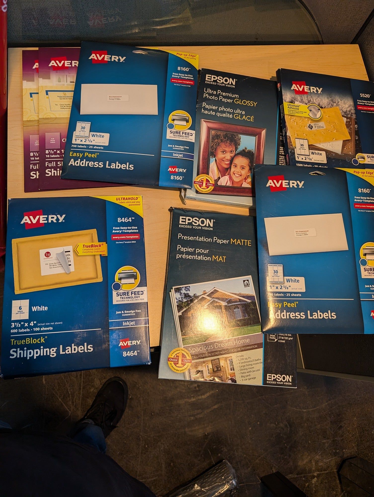 Assorted Avery Labels & Epson HP Photo Paper Lot
