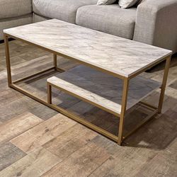 Gold Trim w/ Faux Marble Coffee Table