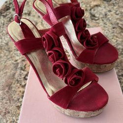 Valentine’s Red Beautiful Suede Shoes Sandals 