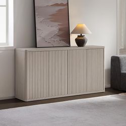 Buffet Cabinet with Storage Accent Sideboard with 4 Doors 66.3" Wide Fluted Credenza Modern Buffet Table Media Console Cabinet Entryway Cabinets for L