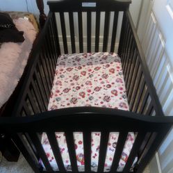 Baby Crib Dark Brown with Serta Mattress  