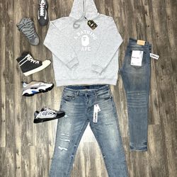 Lanvin Or Prada With Bape Hoodie And Purple Label Jeans Brand New With Box