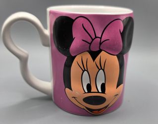 Disney Minnie Mouse Pink 3D Face Mug White Ear Handle Monogram International