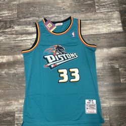 Grant Hill (XL/2XL) throwback Detroit Pistons teal motor city basketball Jersey