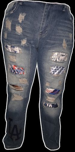 LA Dodgers Patchwork Denim Jeans -L -XL
