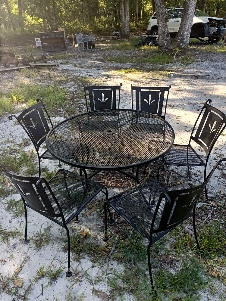 Free Delivery Wrought Iron Patio Table And 6 Chairs for Sale in Atco