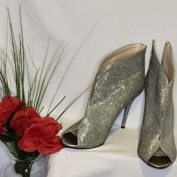 Silver Glitter Booties Size 9