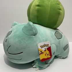 Pokemon 18” Plush Sleeping Bulbasaur - Cuddly Pokémon - Must Have for Pokémon Fans - Plush for Traveling, Car Rides, Nap Time, and Play Time