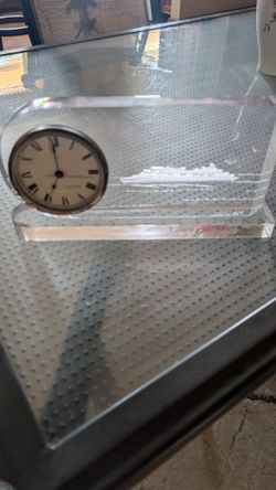 Lucite reverse carved clock signed Michael f Cox