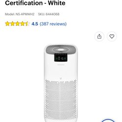  Insignia™ HEPA Air Purifier – Covers up to 375 Sq. Ft. (White)
