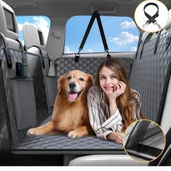 Dog Car Seat Cover, Expanded Room, Hard Bottom, Removable and Washable, 400 lbs Capacity, Mesh Windows, Storage Pocket, Comes with Dog Seat Harness, F