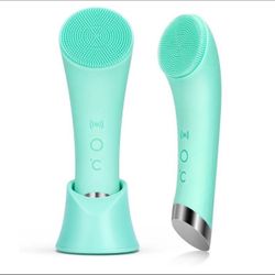 Facial Cleansing Brush, PRITECH Heatable Vibrating Face Scrubber with Massage, Silicone Face Scrubber for Women & Men, Electric Facial Cleanser for De