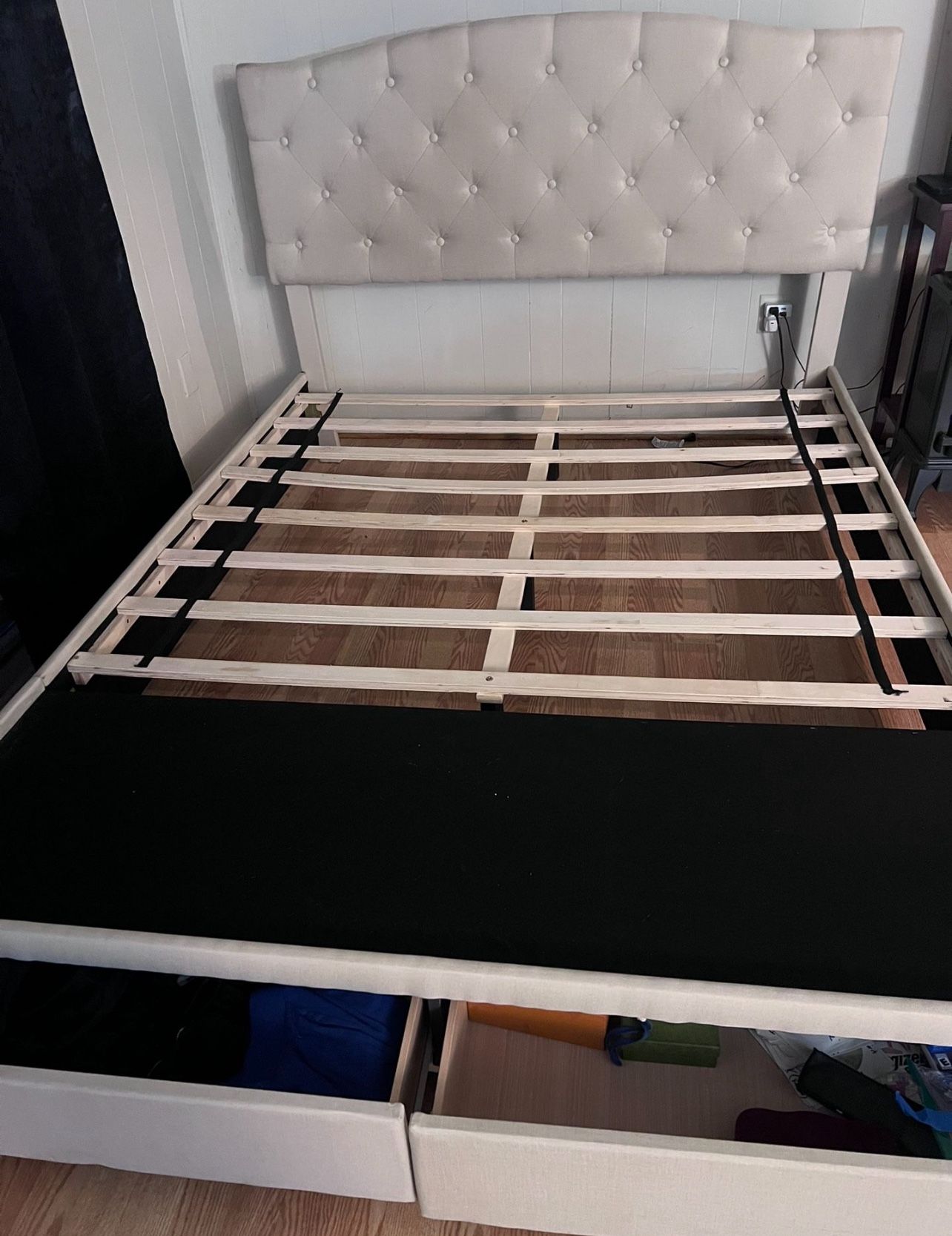 Queen bed frame with 2 Pull Out drawers