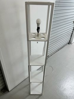 Simple Designs LF1014-WHT-LB Three Shelf Etagere Organizer Storage Floor Lamp