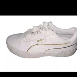 Puma Womens Shoe Size 8 Cali White Leather Gold Team Sneakers Classic (contact info removed)1