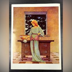 Lady Violetta 1921 Original Vintage Fine Art Print Maxfield Parrish Deco Nouveau Artist Antique Collectible Neo Classical Allegory Allegorical