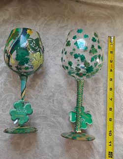 Set of Irish Themed 10" Wine Glasses, Lolita Brand