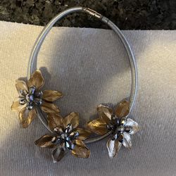 Rhinestone Silver and Gold Chocker Necklace 