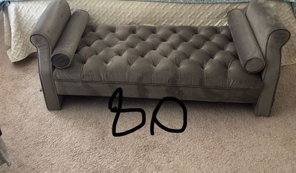 Tufted Upholstered Bench with Bolster Pillows
