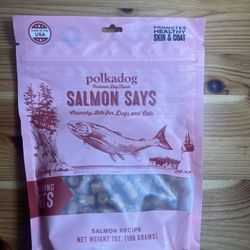 Polkadog Salmon Says Bone Shaped Treats - Omega-3 Rich, Low Fat Healthy Dog Treat - Digestible, Vitamin & Mineral Packed Dog Snacks - Crunchy 3-Ingred