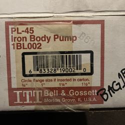Bell & Gossett PL-45, 1/6th  HP Cast Iron Booster Pump