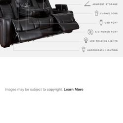 Black Leather Couch With Lights And Charger 