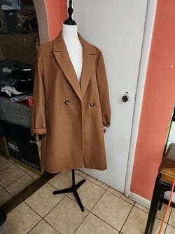 DKNY Women Camel Brown Double Breasted Fashion Coat DL5MWQ68 XL NWT