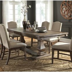 Ashley Johnell Dining Table & 6 chairs, extends to 8 -  Like New