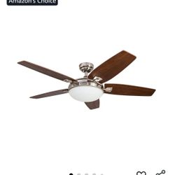 Honeywell Ceiling Fans Carmel, 48 Inch Contemporary Indoor LED Ceiling Fan with Light, Remote Control, Dual Mounting Options, Dual Finish Blades, Reve