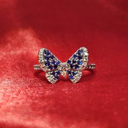 10k White Gold Diamond Butterfly Ring 1/3 ctw