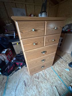 Tall Oak Wood Dresser with 6 Drawers (BRAND NEW)