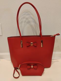 Large Orange Purse New with Cosmetic Bag