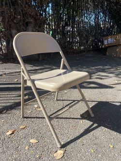 Beige Metal Folding Chair