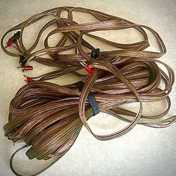Vintage Speaker Cables Bang Olufsen Type W/ 8 Dual Banana Plugs, Wire Length Over 50’ High Quality