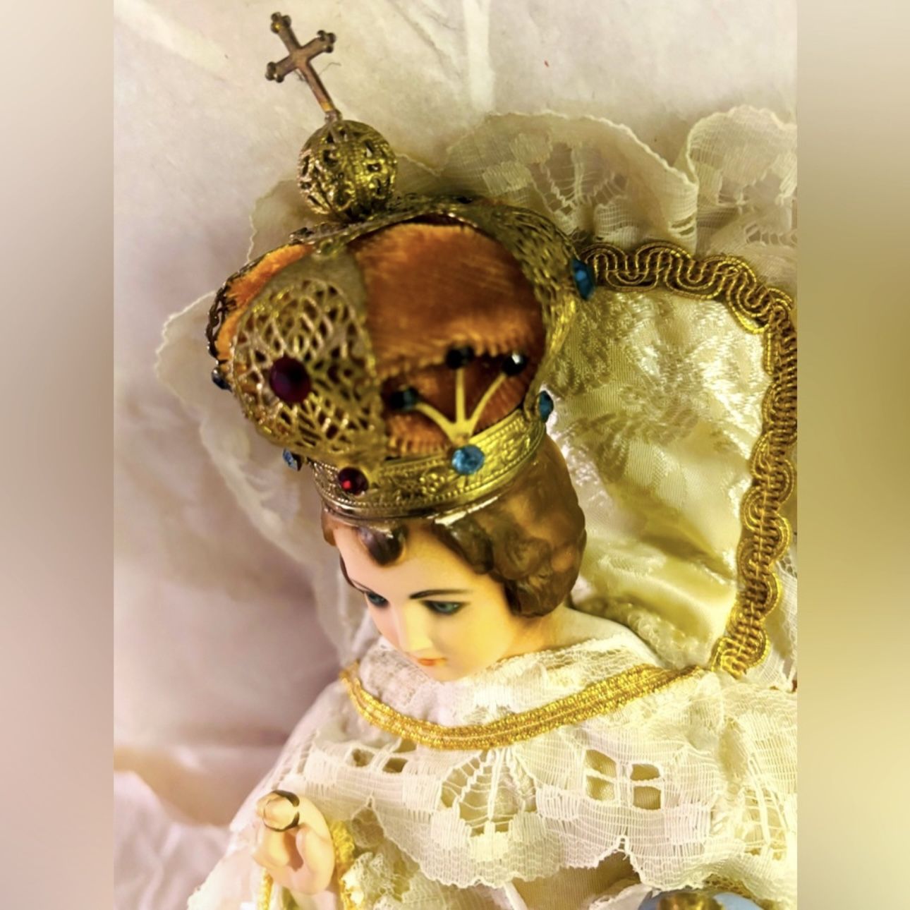 BABY Boy Child King JESUS CHRIST Orig Vintage Antique Fine Art Doll Statue Italy Italian Collectible Statue Religion / Religious Christian Icon