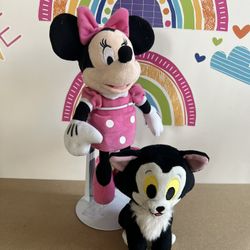 DISNEY MINNIE (11 inch) AND FIGARO HER CAT ( 61/2 inch) CUTE SET