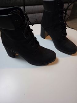 Black Lace-Up Heeled Ankle Boots