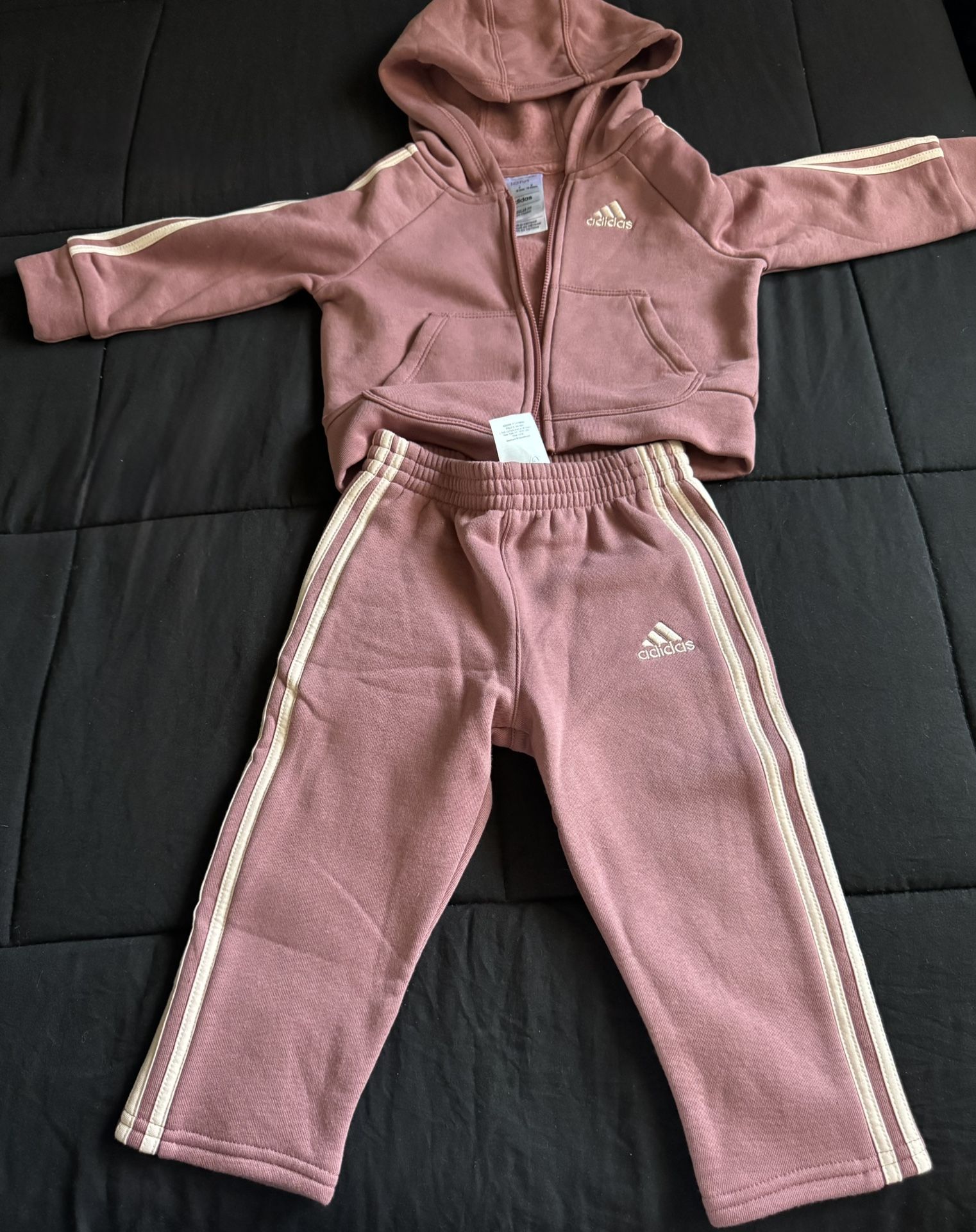 Adidas baby girls two-piece long sleeve fleece set