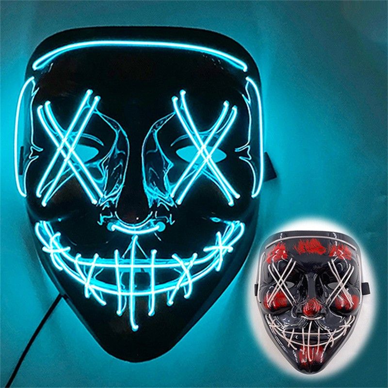 Halloween Led Purge Mask Glow In The Dark Masquerade Party Masks Glowing (Red)