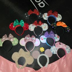 DISNEY HANDMADE EARS..USED AS IN PICTURES  HARDLY NEVER USED...13 DOLLARS EACH OR 2 FOR 20 DOLLARS...CHECK OUT MY PAGE FOR MORE...