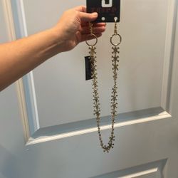 Brand New Tripp NYC Skull & Rhinestone Gold Wallet Chain