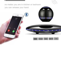 Infinity Orb Magnetic Levitating Speaker Bluetooth 4.0 LED Flash Wireless Floating Speakers with Microphone and Touch Buttons (Black)