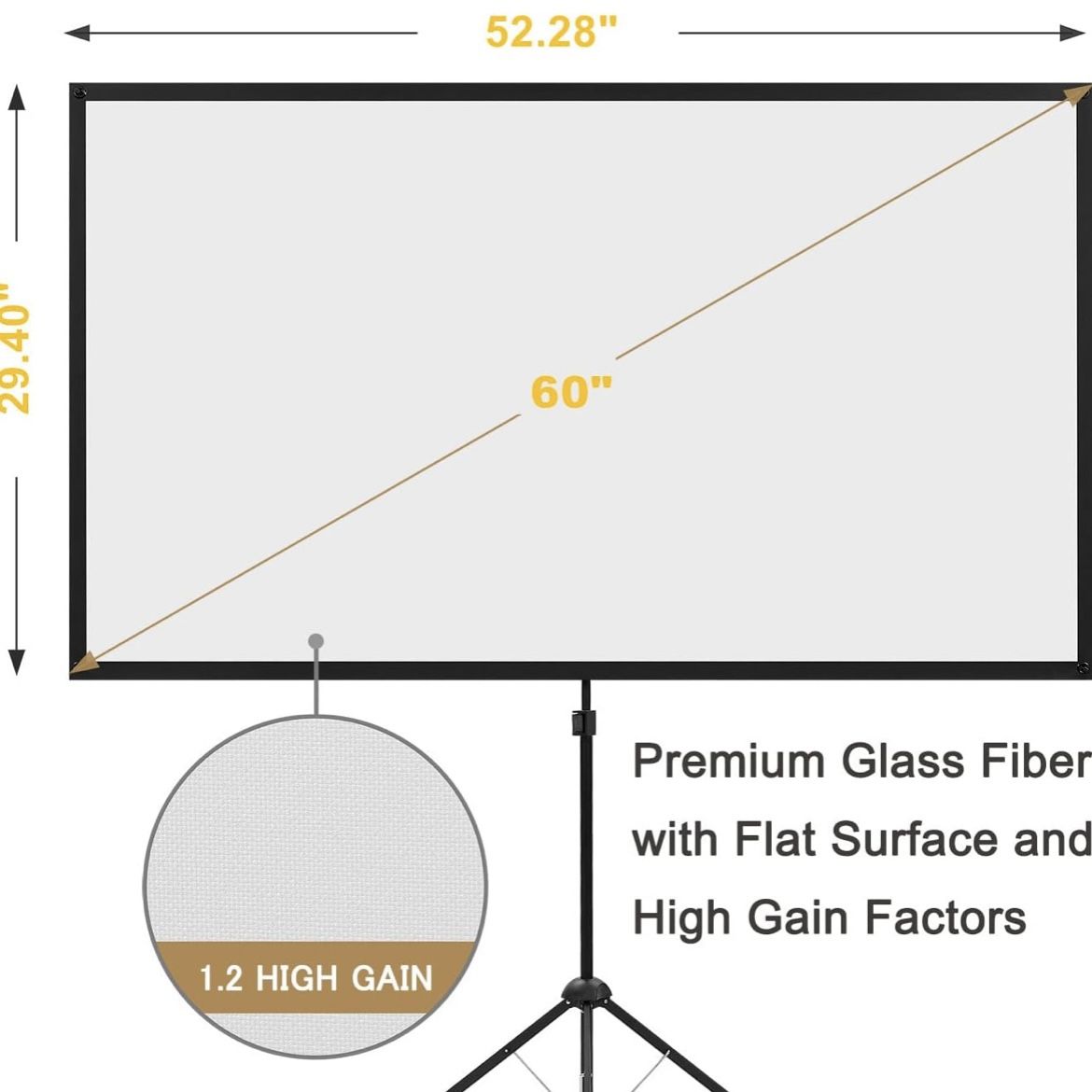 60” Outdoor/ Indoor Projector Screen With Stand 