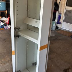 Metal In Wall Mirror Cabinet w/ Basket & Glass Shelves