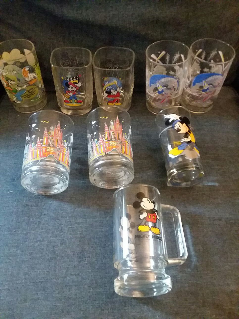 Collection of mickey mouse glass cups