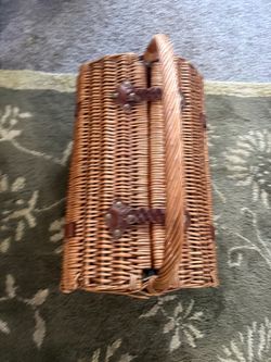 Wicker Picnic Basket with Leather Straps