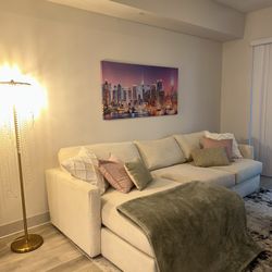 Noah Ivory Fabric Left Chaise Sectional