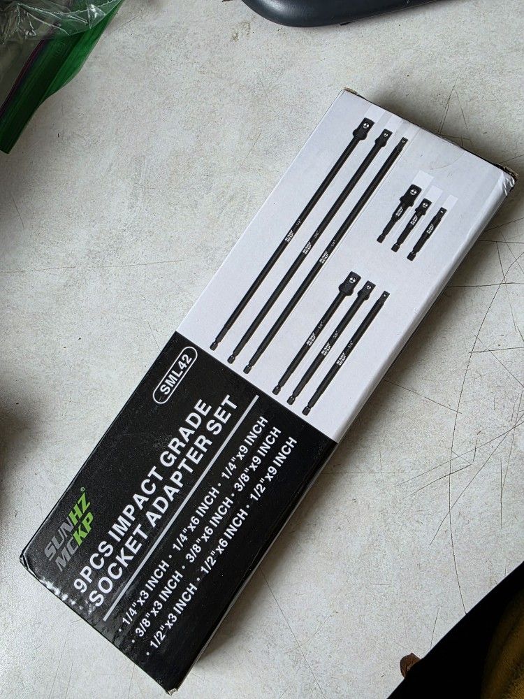 Brand new 9 pcs impact grade socket adapter set (1/4", 3/8" & 1/2" drive)