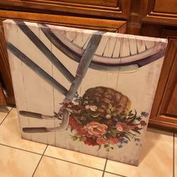 Flower Bike Basket Canvas Art