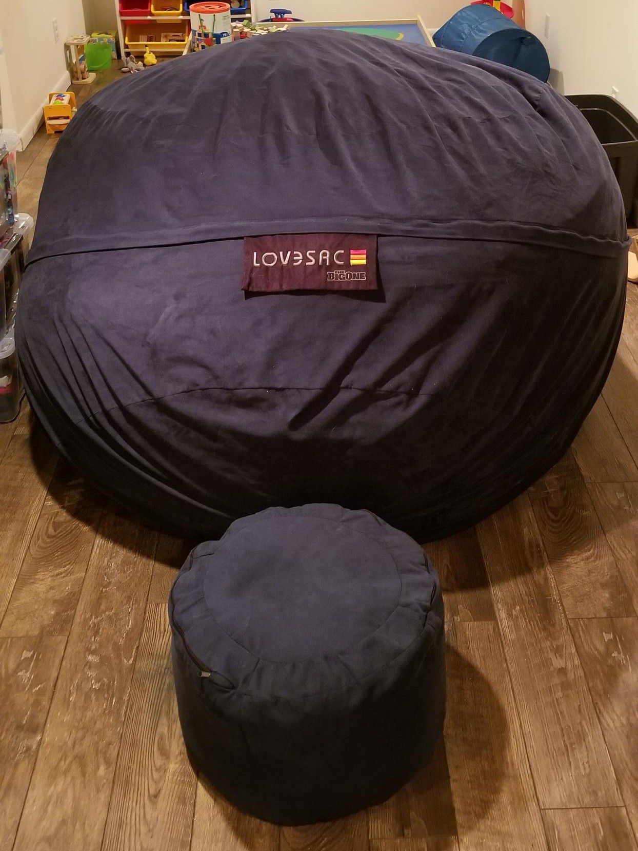 Lovesac Bigone Giant Bean Bag Chair Plus Squattoman Footstool (And  Additional Sport Utility Cover) For Sale In Evans, Co - Offerup
